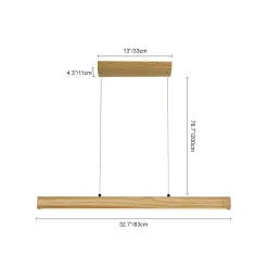 Dimmable LED Pine Wooden Wide Linear Island Pendant