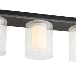 Dimmable LED Ribbed Glass Shade Kitchen Island Chandelier
