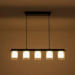 Dimmable LED Ribbed Glass Shade Kitchen Island Chandelier