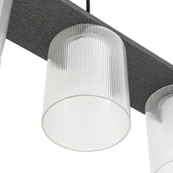 Dimmable LED Ribbed Glass Shade Kitchen Island Chandelier