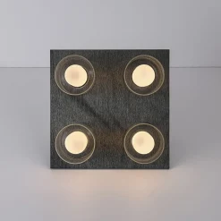 Dimmable LED Ribbed Glass 4-Light Square Semi Flush Mount