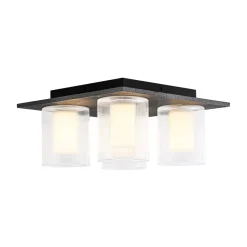 Dimmable LED Ribbed Glass 4-Light Square Semi Flush Mount