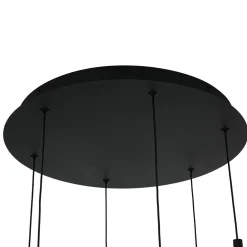 Dimmable LED Ribbed White Glass 6-Light Cluster Round Pendant