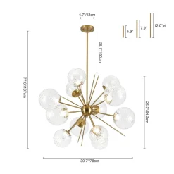 Dimmable LED Ripple Glass Bubble Sputnik Sunburst Chandelier