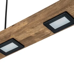 Dimmable LED Rustic Linear Oak Wood Kitchen Island Pendant