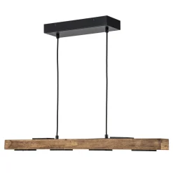 Dimmable LED Rustic Linear Oak Wood Kitchen Island Pendant