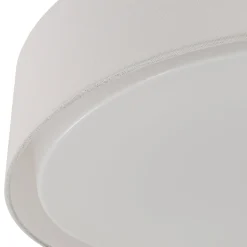 Dimmable LED White Fabric Milky Glass Drum Ceiling Light