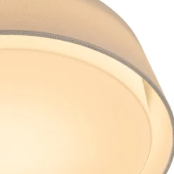 Dimmable LED White Fabric Milky Glass Drum Ceiling Light
