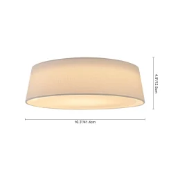 Dimmable LED White Fabric Milky Glass Drum Ceiling Light