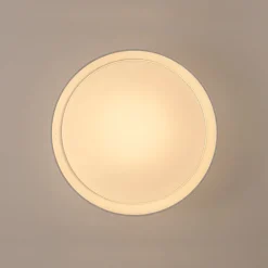Dimmable LED White Fabric Milky Glass Drum Ceiling Light