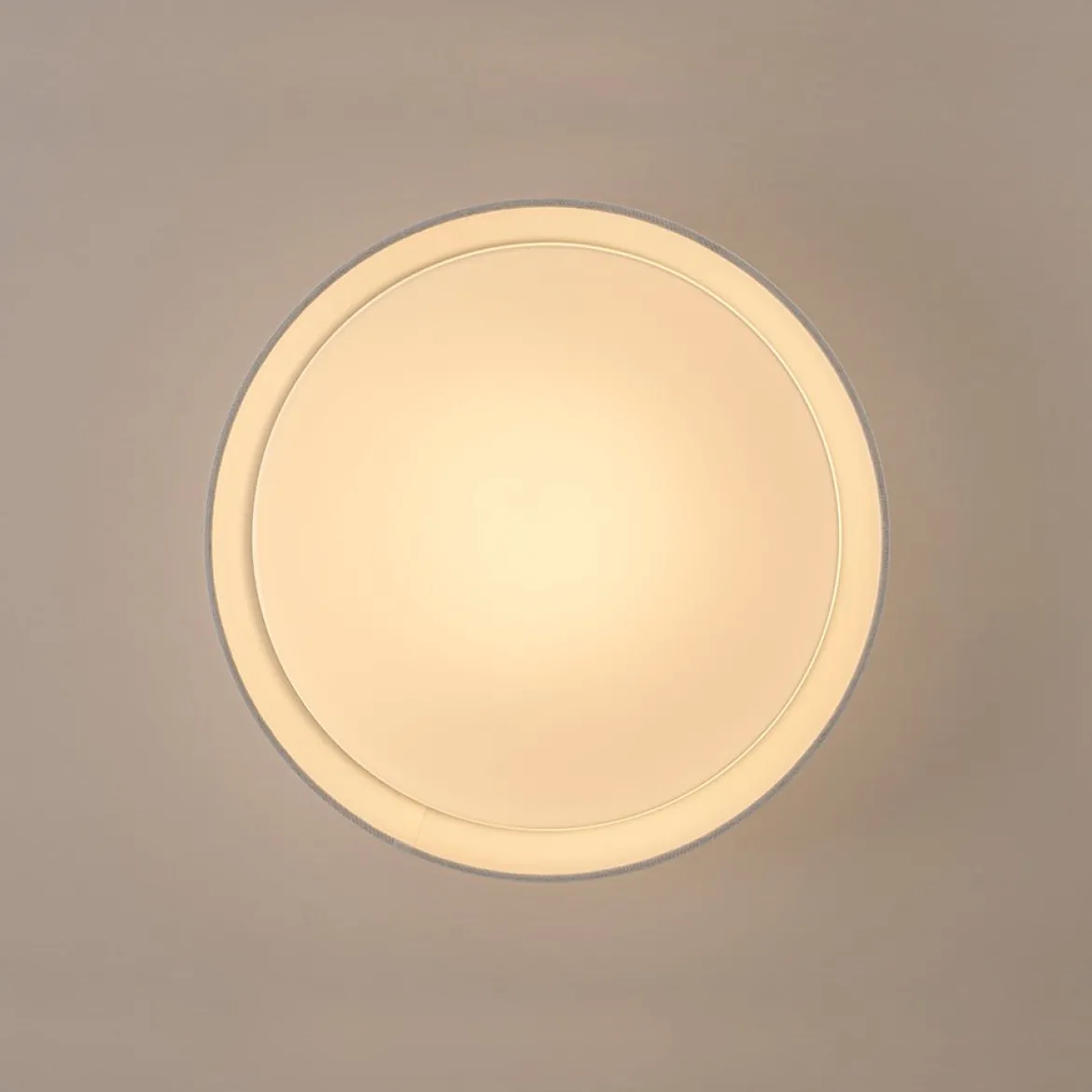 Dimmable LED White Fabric Milky Glass Drum Ceiling Light