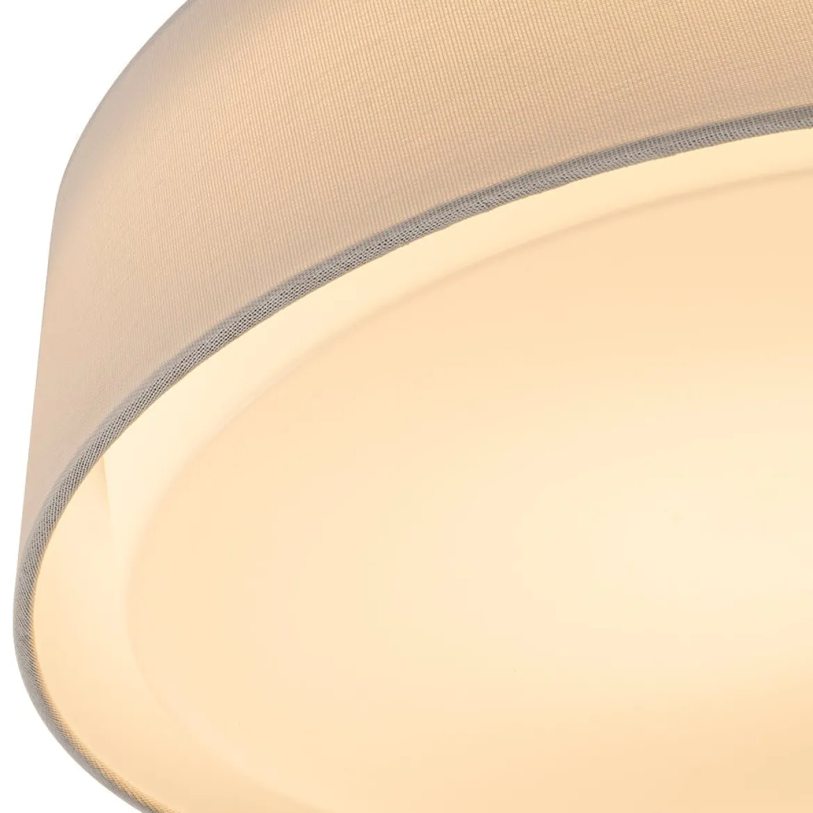 Dimmable LED White Fabric Milky Glass Drum Ceiling Light