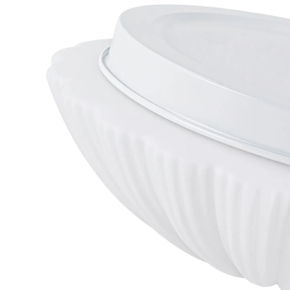 Dimmable LED White Ribbed Glass Scalloped Ceiling Light