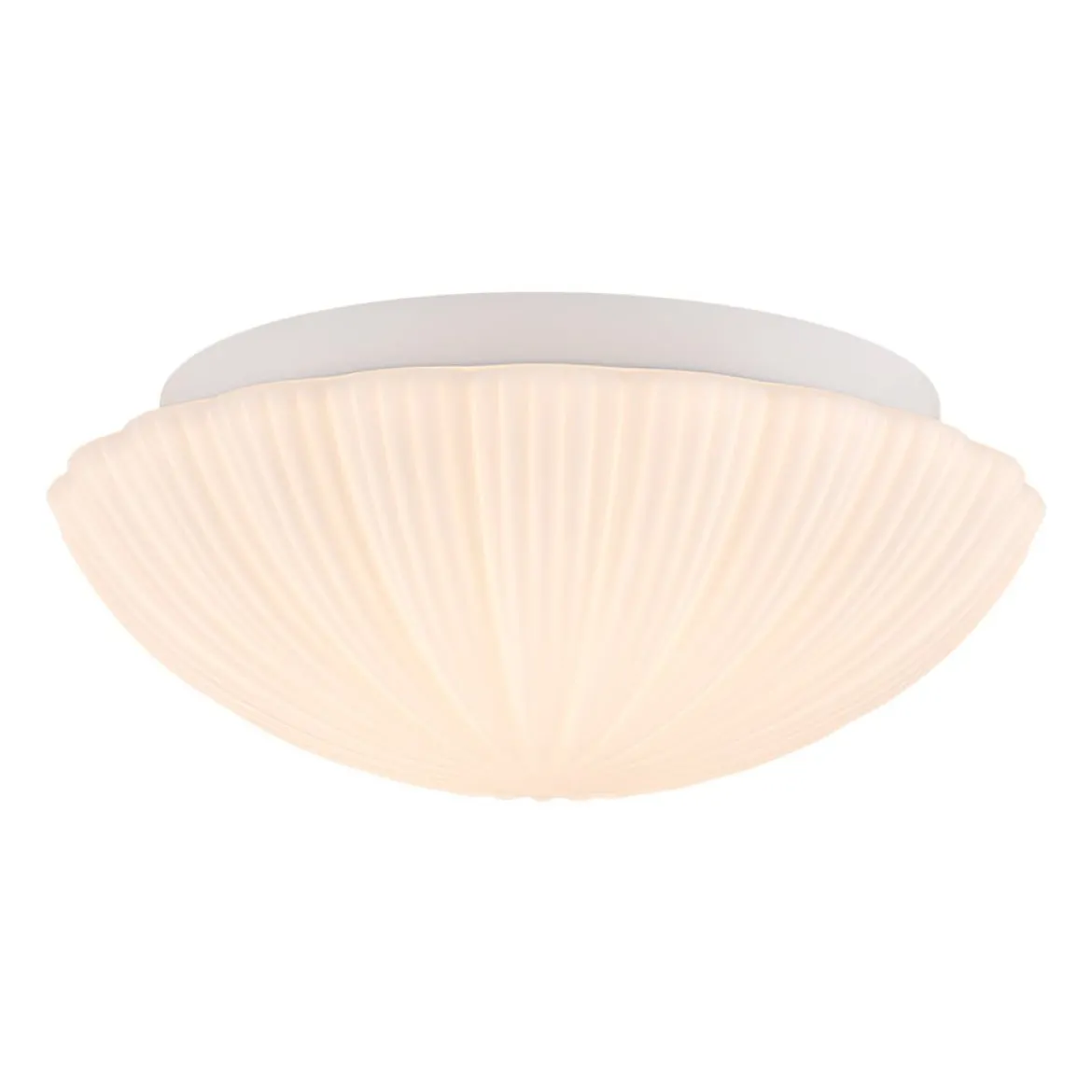 Dimmable LED White Ribbed Glass Scalloped Ceiling Light