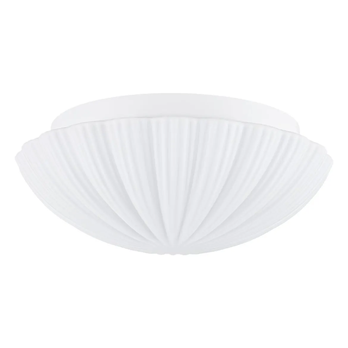 Dimmable LED White Ribbed Glass Scalloped Ceiling Light