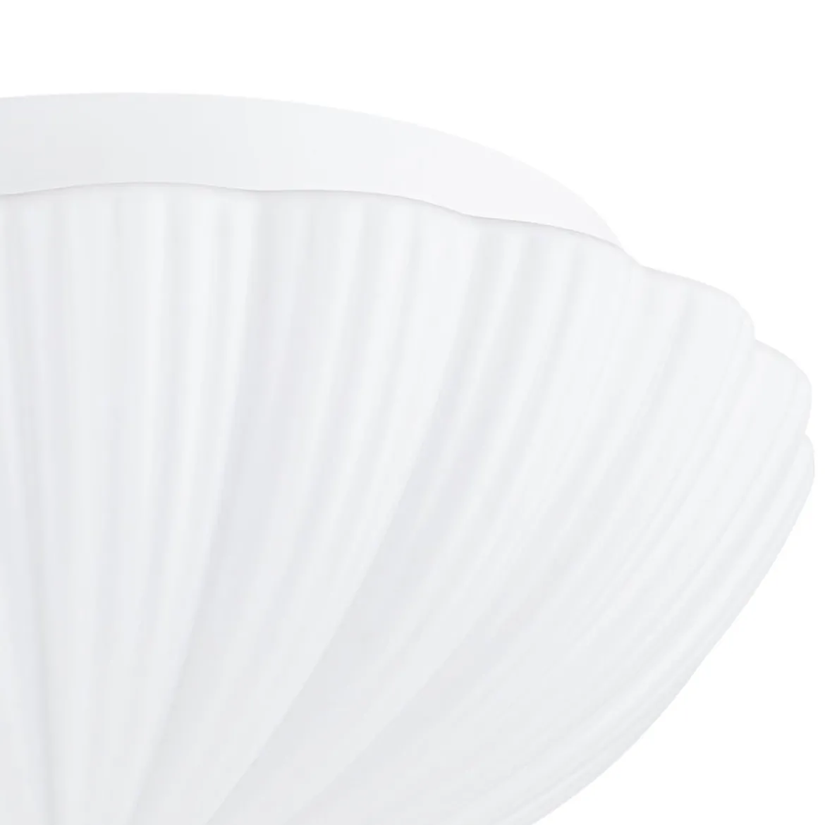 Dimmable LED White Ribbed Glass Scalloped Ceiling Light