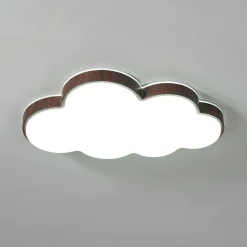 Dimmable LED Wood Accented Cloud Kids Ceiling Light