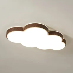 Dimmable LED Wood Accented Cloud Kids Ceiling Light
