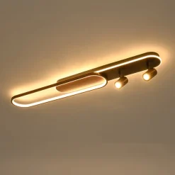 Dimmable LED Wood Linear Oval Semi Flush Adjustable Spotlight