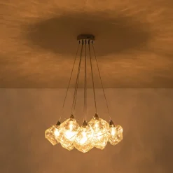 Dimmable 13-Light Frozen Glass Ice Style Cluster Chandelier