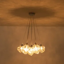 Dimmable 13-Light Frozen Glass Ice Style Cluster Chandelier