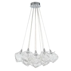 Dimmable 13-Light Frozen Glass Ice Style Cluster Chandelier
