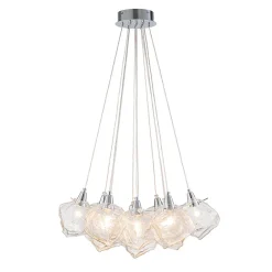 Dimmable 13-Light Frozen Glass Ice Style Cluster Chandelier