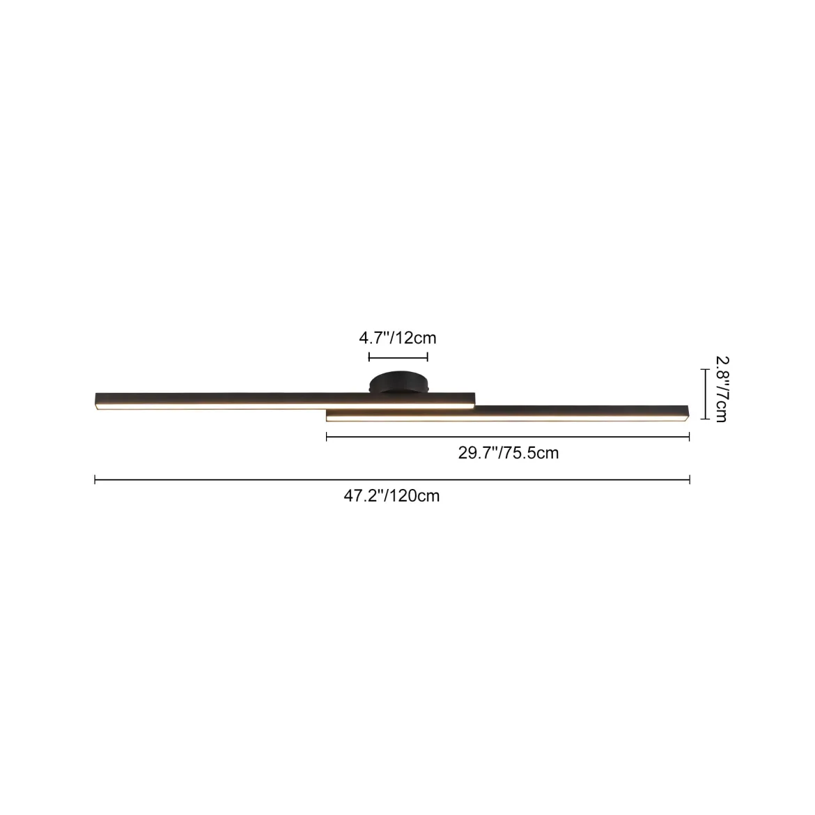 Dimmable 2-Light Long Strip Linear LED Flush Mount