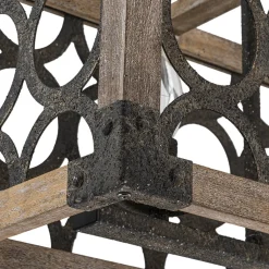 Farmhouse Antique Wooden Rectangle Box Linear Chandelier
