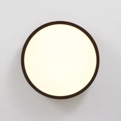 Farmhouse Dimmable LED Walnut Wood Round Flush Mount