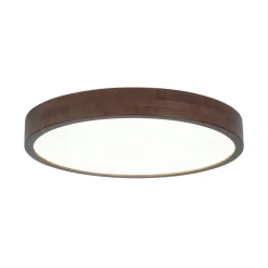 Farmhouse Dimmable LED Walnut Wood Round Flush Mount
