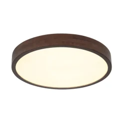 Farmhouse Dimmable LED Walnut Wood Round Flush Mount