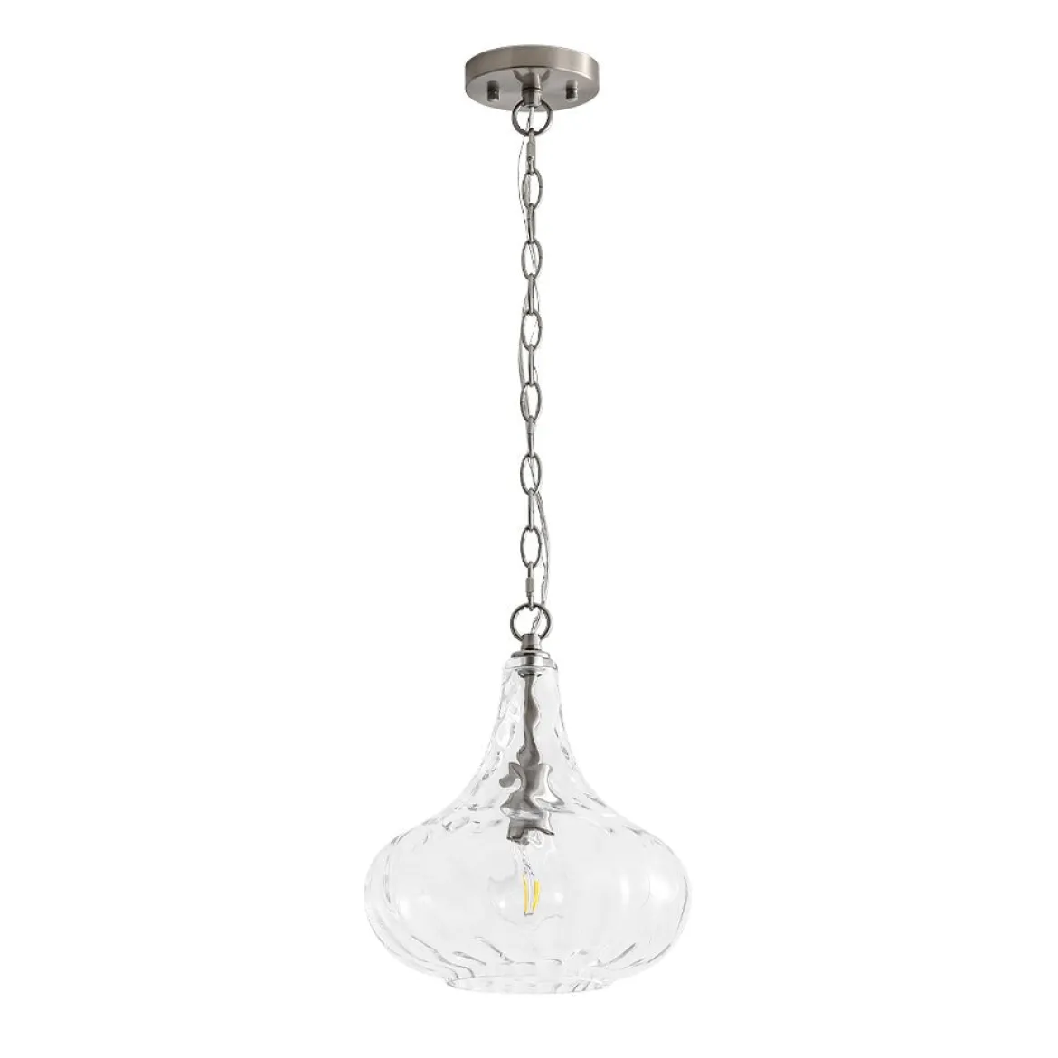 Farmhouse 1-Light Hammered Glass Bell Kitchen Pendant Light