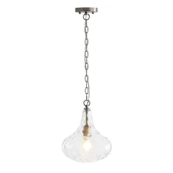 Farmhouse 1-Light Hammered Glass Bell Kitchen Pendant Light