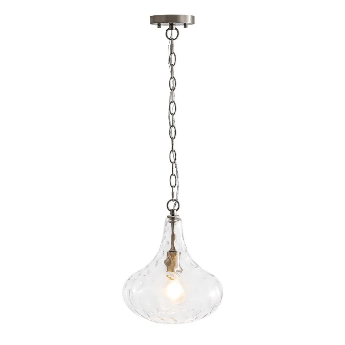 Farmhouse 1-Light Hammered Glass Bell Kitchen Pendant Light