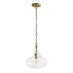Farmhouse 1-Light Hammered Glass Bell Kitchen Pendant Light