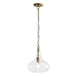 Farmhouse 1-Light Hammered Glass Bell Kitchen Pendant Light