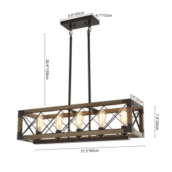 Farmhouse 5-Light Rectangle Wood Chandelier