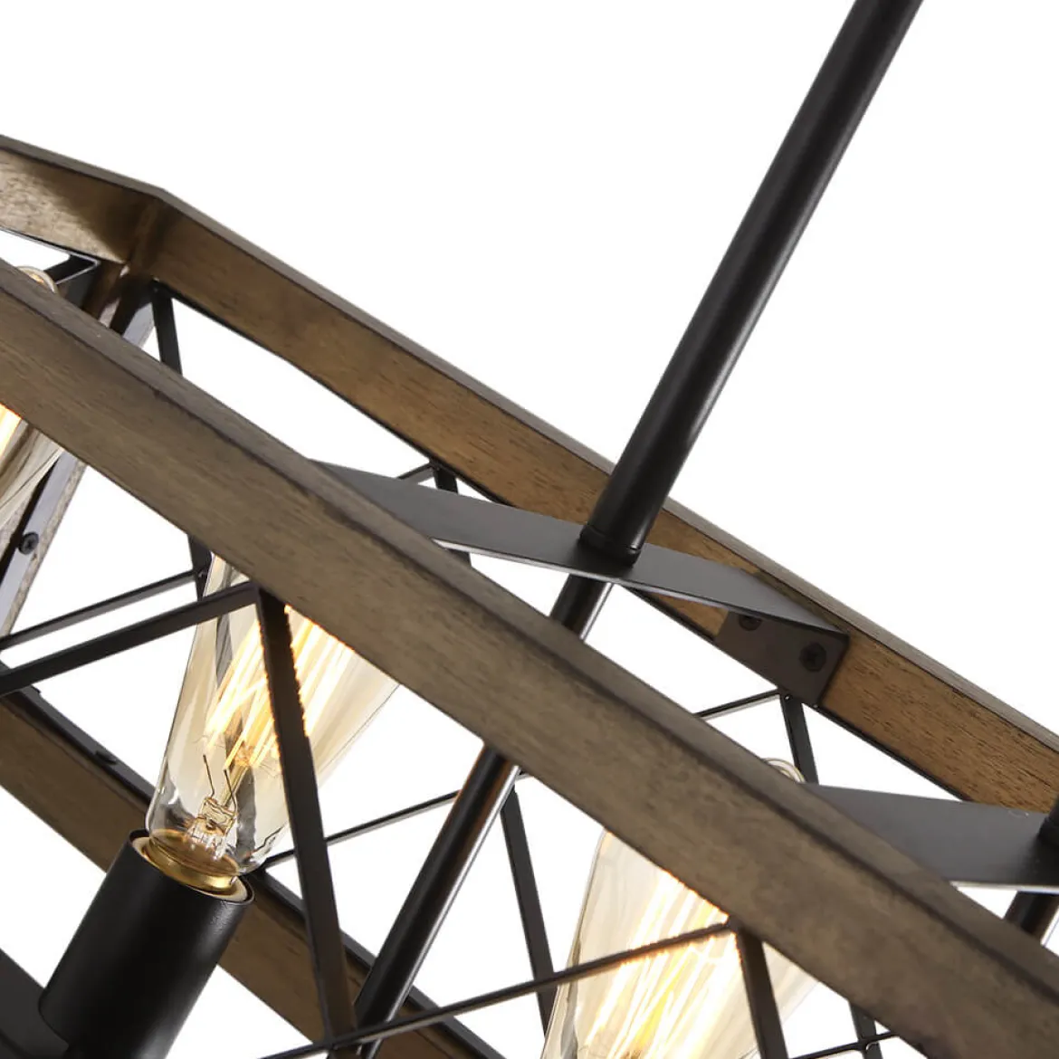 Farmhouse 5-Light Rectangle Wood Chandelier