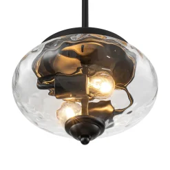 Farmhouse 2-light Round Hammered Glass Pendant Light