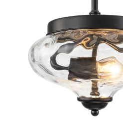 Farmhouse 2-light Round Hammered Glass Pendant Light