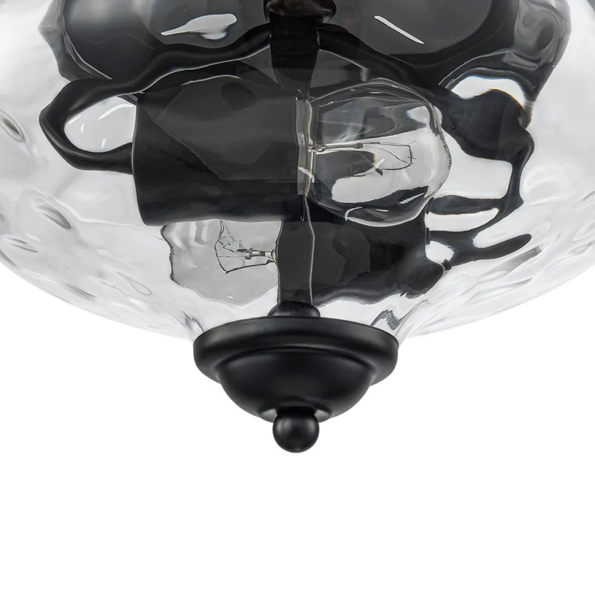 Farmhouse 2-light Round Hammered Glass Pendant Light