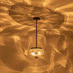 Farmhouse 2-light Round Hammered Glass Pendant Light