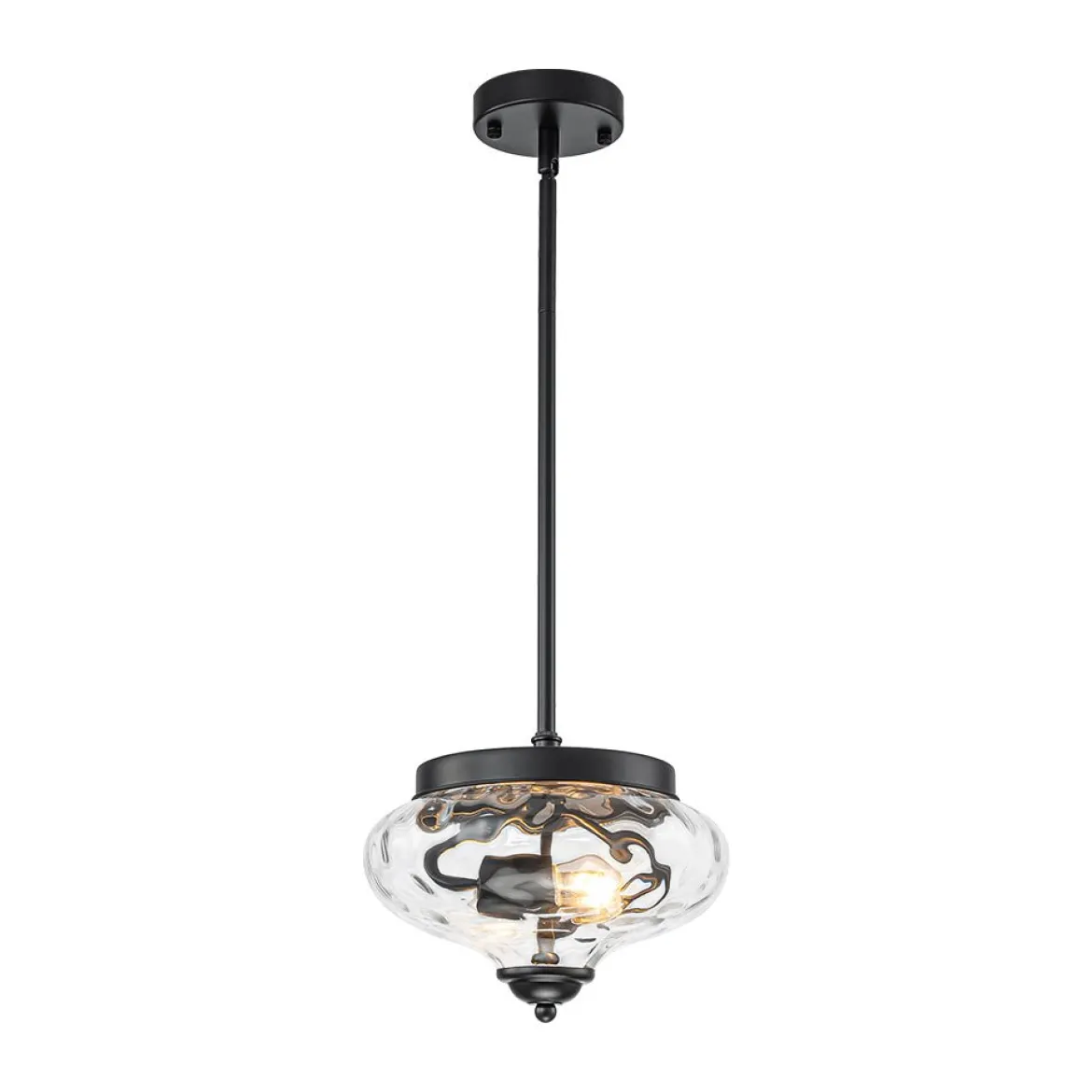 Farmhouse 2-light Round Hammered Glass Pendant Light