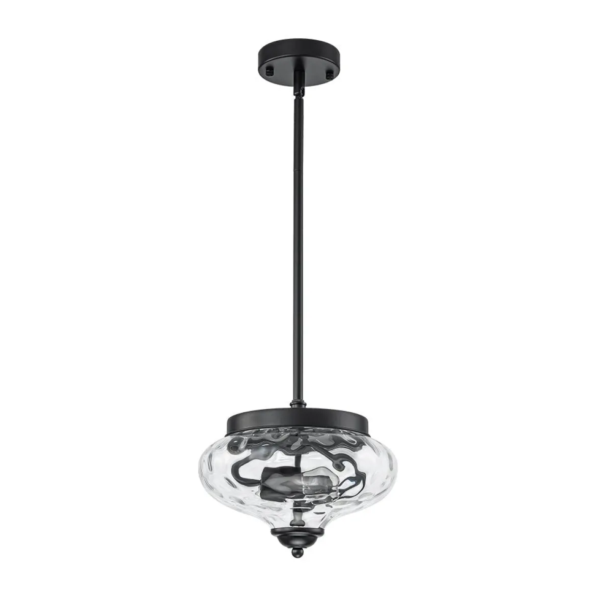 Farmhouse 2-light Round Hammered Glass Pendant Light