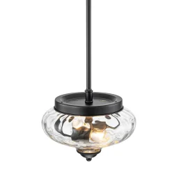 Farmhouse 2-light Round Hammered Glass Pendant Light
