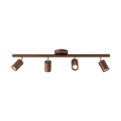 Farmhouse Walnut Wood 4-Light Linear Semi Flush Track Light