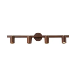 Farmhouse Walnut Wood 4-Light Linear Semi Flush Track Light
