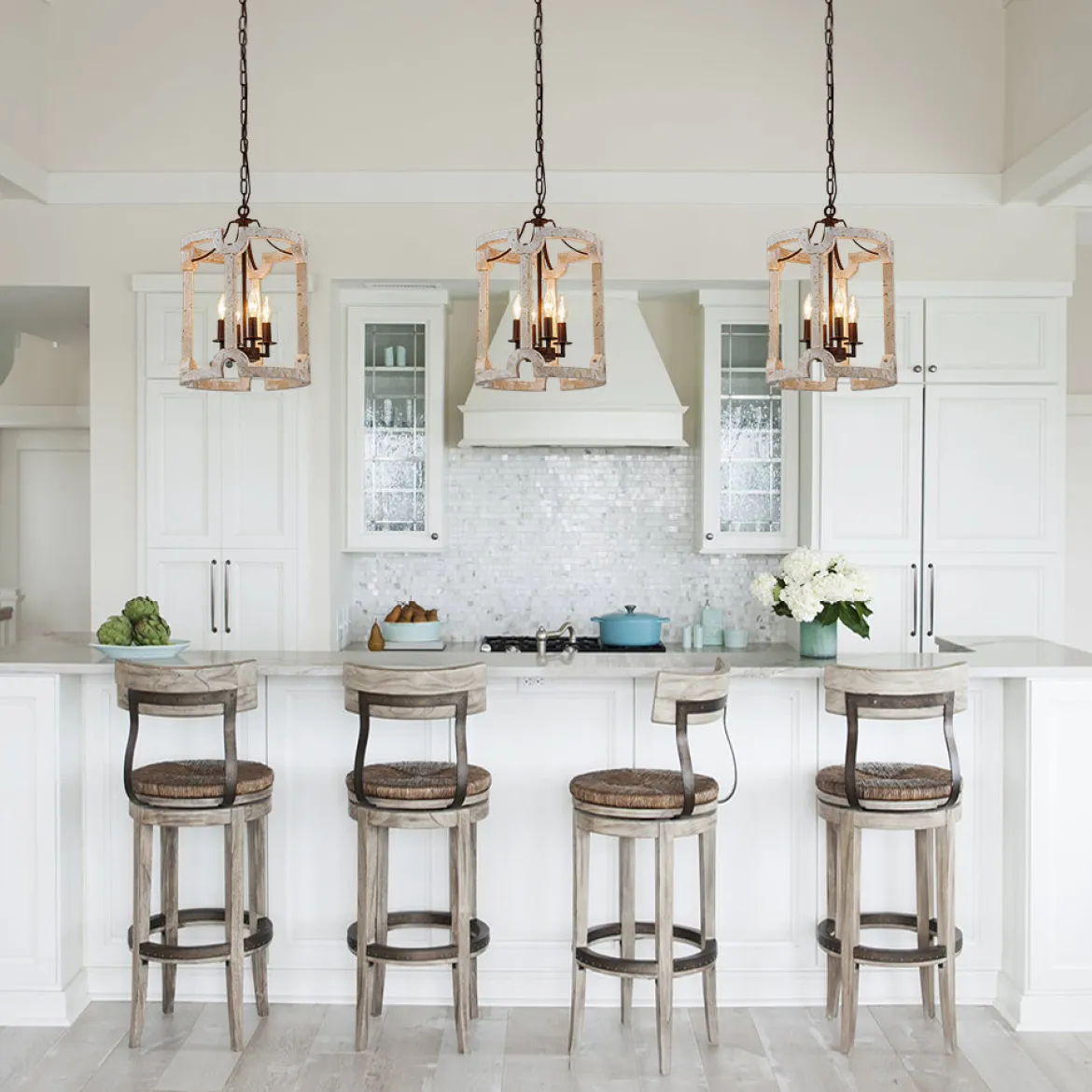 Farmhouse Wood Cylinder Pendant Light