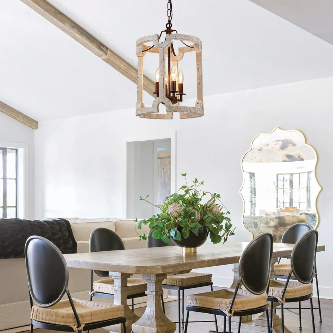 Farmhouse Wood Cylinder Pendant Light